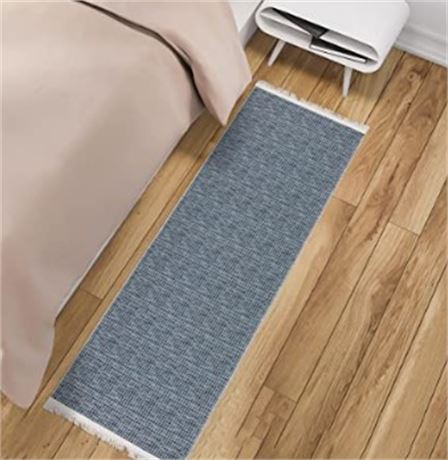 Flat Weave Collection 20"x59" Runner, Blue