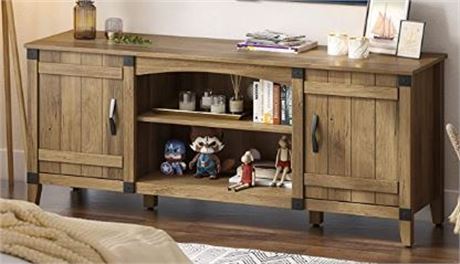 Bestier Farmhouse TV Stands With Barn Door and 2 Cabinet