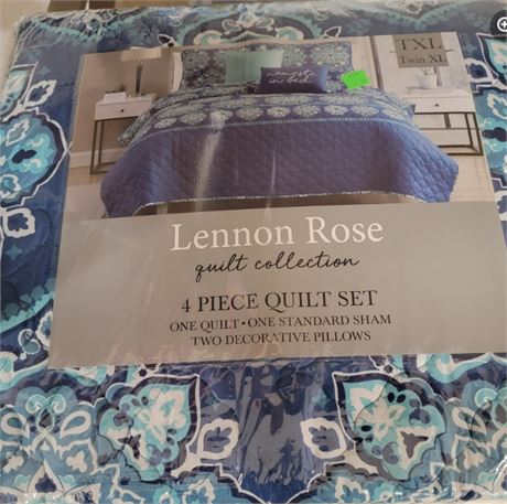 Lennon Rose Quilt Collection 4 piece Quilt Set, TWIN/TWIN XL