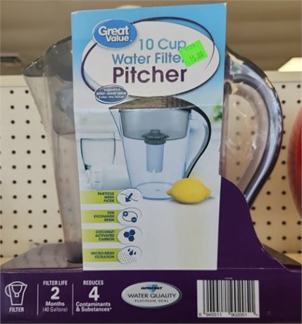 Great Value 10 cup water filter pitcher