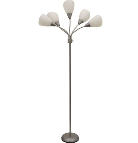 Mainstays 67 inch 5-light Floor Lamp, Silver with White Shade Metal