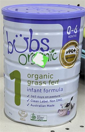 Bubs Organic Grass Fed infant Formula, Exp: 09/04/2024