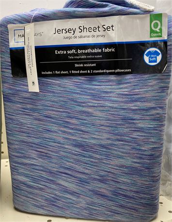 Mainstays Jersey Sheet Set, QUEEN, Multi-color