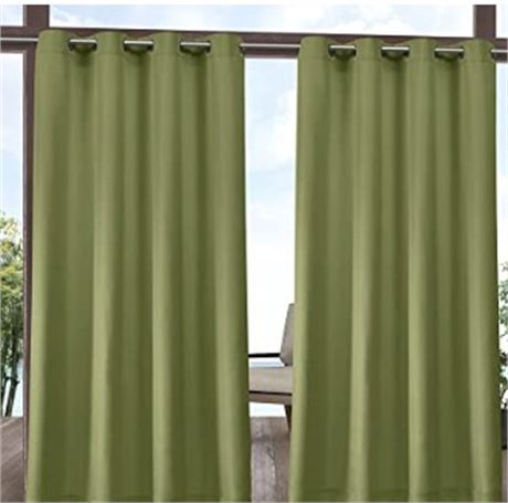 Pair of Exlusive Home Cabana Curtain Panels, 54"x84", Kiwi Green