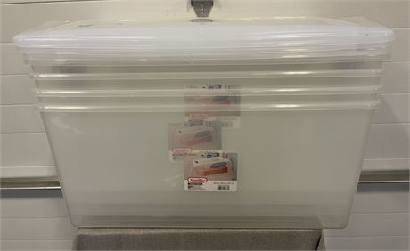 (4) Sterilite 105 Qt. Clear Plastic Latching Box