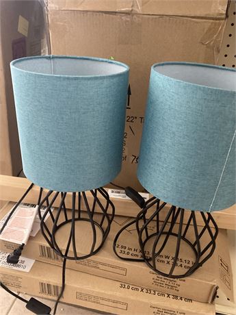 Set of (TWO) Kyrid 22 inch table lamps, Teal Shade