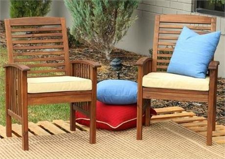 Walker Edison OWC2DB Set of Two Sundowner Dark Brown Wood Patio Chairs