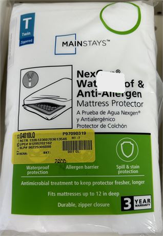 Mainstays NexGen Waterproof Anti-Allergen Zippered Mattress Protector, Twin