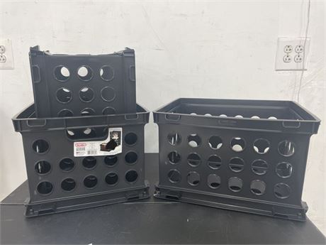 (3) Sterilite Storage Crates, Black