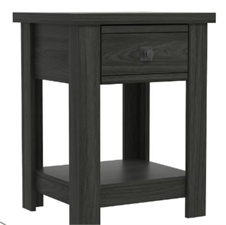 Hillsdale Furniture Wood 1 drawer End table, Black oak