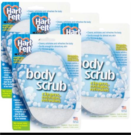 HartFelt Body Scrub Exfoliating Skin Care Bath Sponge Pad, Made in USA, Clean an