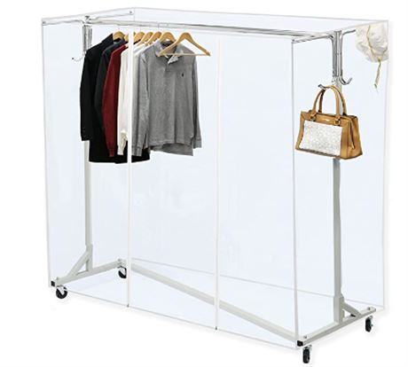 Simple Houseware Z Garment Rack With Clear Cover an Tube Racket