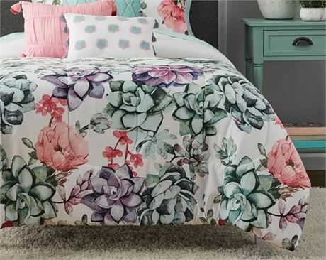 Mainstays 8 Pc Jade Floral Twin / Twin XL Size Comforter Set
