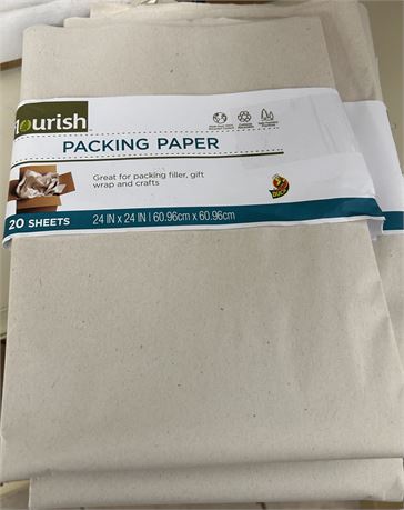 (4) Packs of Flourish Packing Paper, 80 sheets, 24"x24"