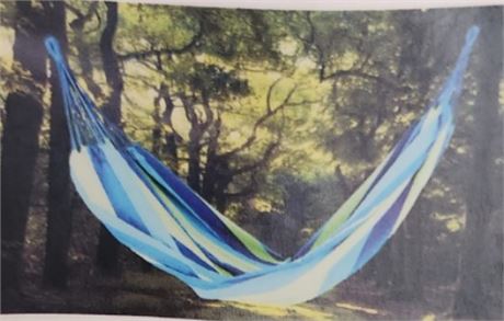 Green and Blue striped fabric hammock