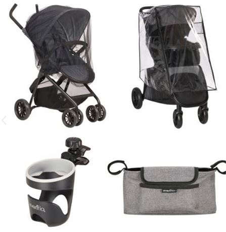 Evenflo Stroller Accessories Kit. Inc Organizer, Weathershield, cup holder, and