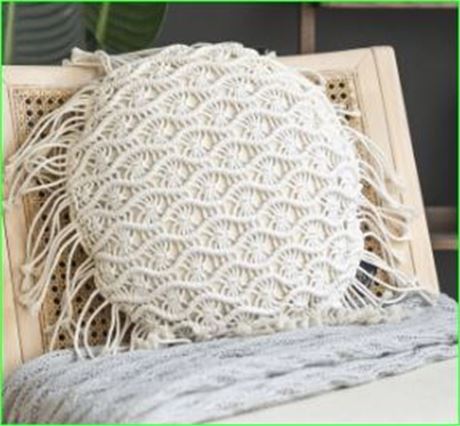 (2) Phantoscope Handmade Crochet Woven Boho w/Tassels Throw Pillow, 16 x 16