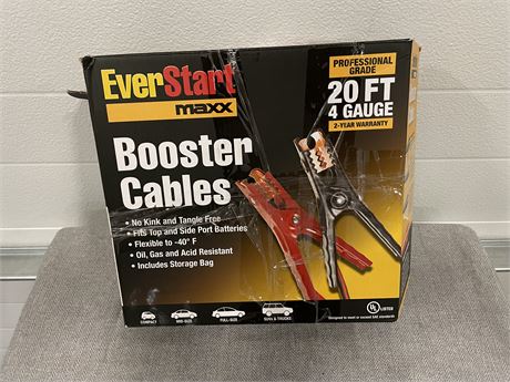 Everstart 20 Foot 4 Gauge, Automotive Booster Cables, Jumper Cables