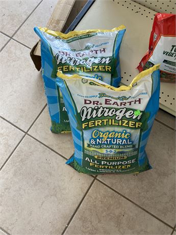 Lot of (TWO) 20 lb bags Dr. Earth Nitrogen Fertilizer