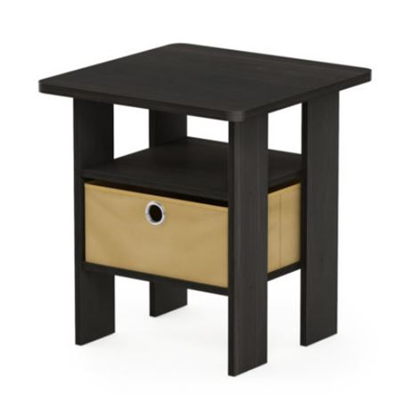 Furinno Andrey End Table, Steam Beech/Black. 15.51"D x 15.5"W x 17.52"H