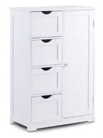 Standing Indoor Wooden Cabinet With 4 Drawers (HW65930WH)