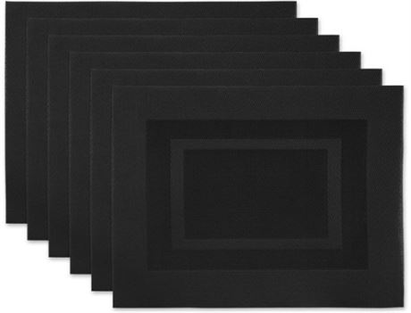 Lot of (6) Black PVC Doubleframe Placemats