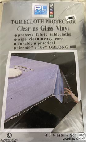 RL Plastics Tablecloth Protector, Clear as Glass Vinyl, 60"x108"