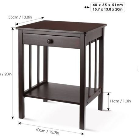 HOMFA HIR-140 BAMBOO NIGHT STAND END TABLE WITH DRAWER
