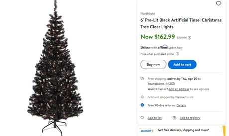 Black 6 foot pre-lit christmas tree
