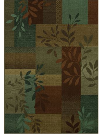 Mainstays Traditional Leaf Block Multi-color Print Area Rug, 7'x10'