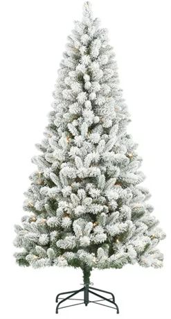 Holiday time 6.5 ft pre-lit Flocked Frisco Pine Tree