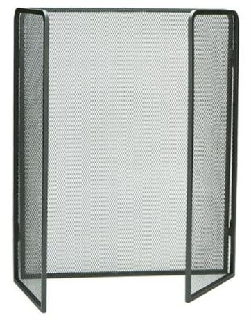 Mind Reader Fireplace Protector Screen, 3-Panel Folding Metal Mesh, Black 38" w