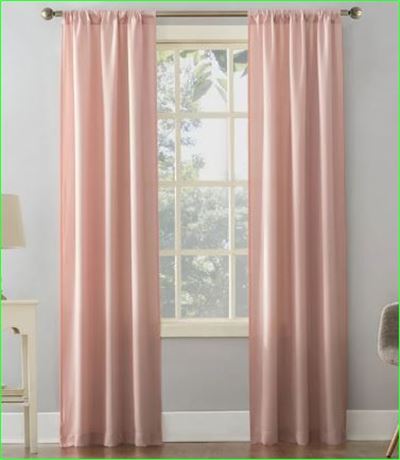 (2) Mainstays Textured Solid Curtain Single Panel, 38 x 63, Blush