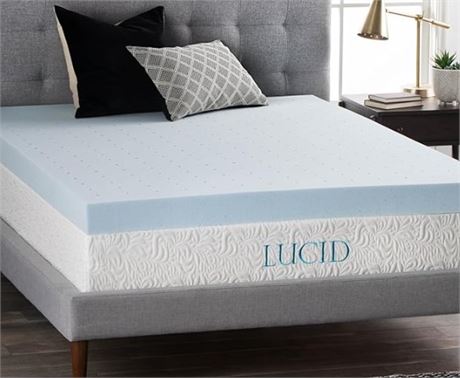 Lucid 4 inch Cooling Gel Plush Memory Foam Mattress Topper with Cover, King