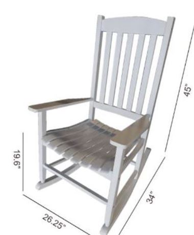 Mainstays Outdoor Wood Porch Rocking Chair, White Color, Weather Resistant Finis