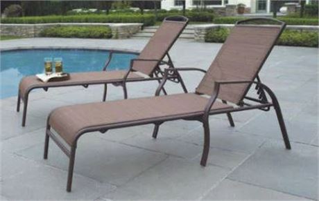 Mainstays Sand Dune 2 pack Outdoor Chaise Lounge, tan/brown