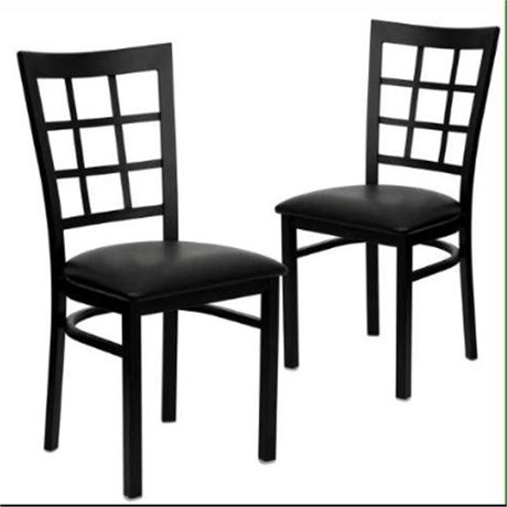Flash Furniture 2 Pack HERCULES Series Black Window Back Metal Restaurant Chair