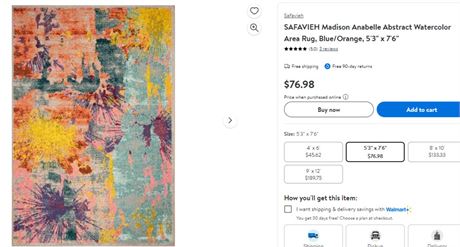 SAFAVIEH   Madison Anabelle Abstract Watercolor Area Rug, Blue/Orange, 5'3'' x 7