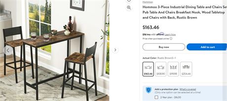 Hommoo 3pc Pub Table and Chairs Dining Table Set