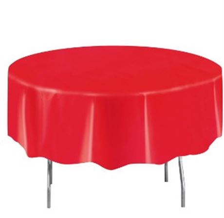 (6) Way to Celebrate Red Plastic Round Tablecloths, 84in
