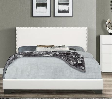Hillsdale Willow Full upholstered bed, white faux leather,