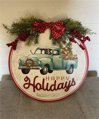 The Pioneer Woman Round "HAPPY HOLIDAYS" Hanging Sign