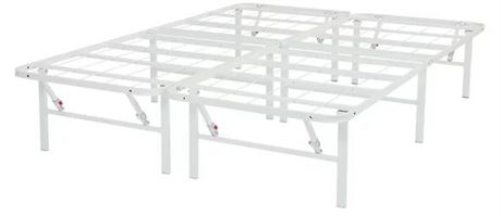 Mainstays High Profile Foldable white Steel Bed Frame, white