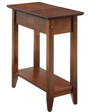 Convenience Concepts American Heritage Flip Top End Table with Shelf, Walnut 11"