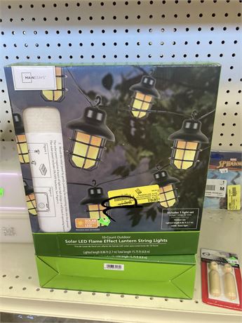 Mainstays 10 count Outdoor Solar LED Flame Effect Lantern String Lights,
