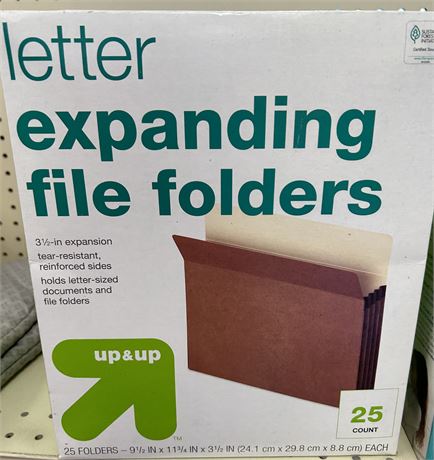 Pack of 25 Up and up Expandable Letter File Folders