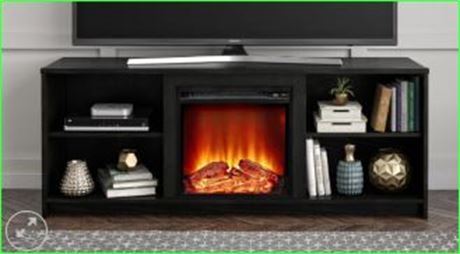 Mainstays Fireplace TV Stand for TVs up to 65, Black Oak