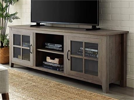 Walker Edison Portsmouth Classic 2 Glass Door TV Stand for TVs up to 80 Inches,
