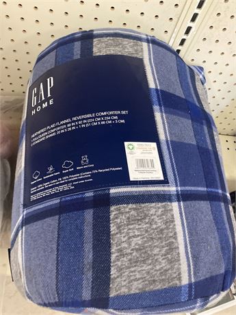 Gap Home Heathered Plaid Flannet Reversible Comforter set, FULL/QUEEN