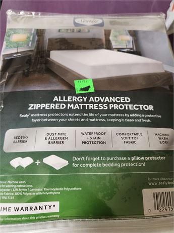Allergy Advanced Zippered Mattress Protector, FULL